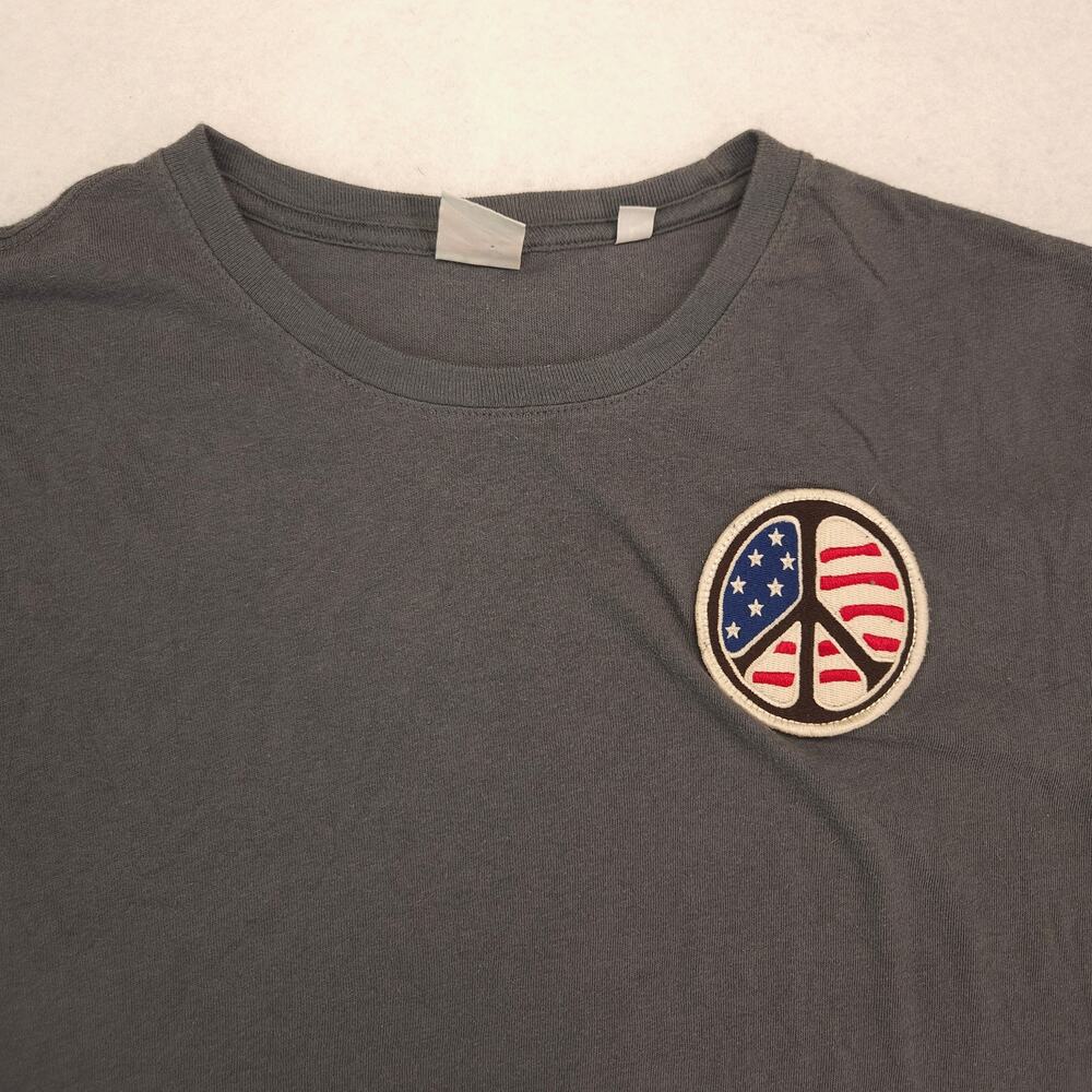 Junk Food Clothing Peace Short Sleeve Crew Neck T Shirt Mens Size Large L Gray